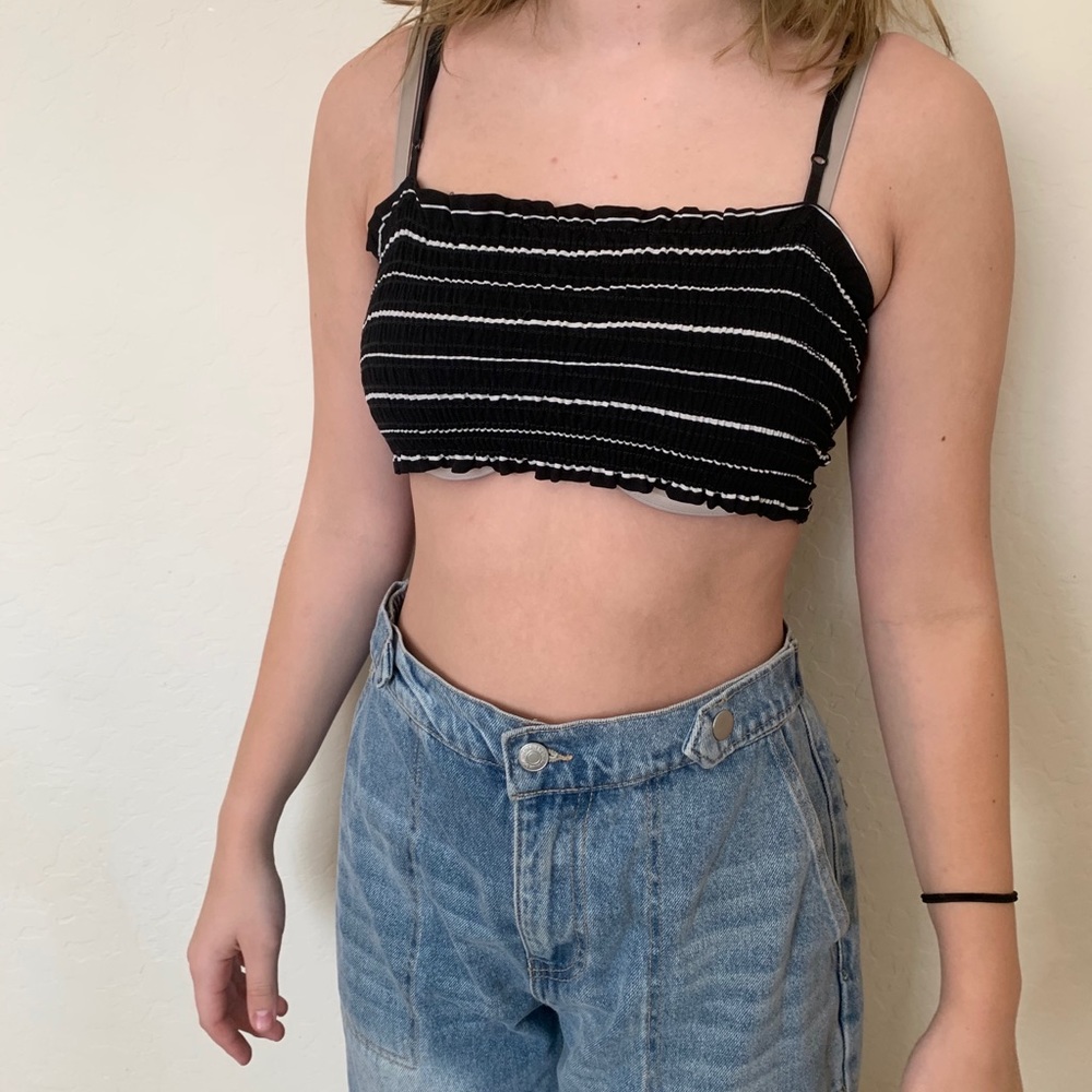 black and white striped crop top